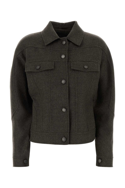 Рубашка-оверсайз из графитовой шерсти Rapace, синего цвета, MAX MARA (2621046233600)