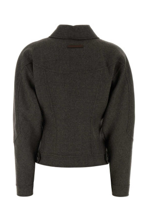 Рубашка-оверсайз из графитовой шерсти Rapace, синего цвета, MAX MARA (2621046233600)