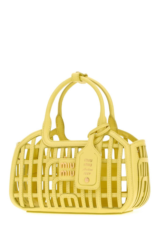 Жёлтая кожаная сумочка MIU MIU (5BA2942IBE)
