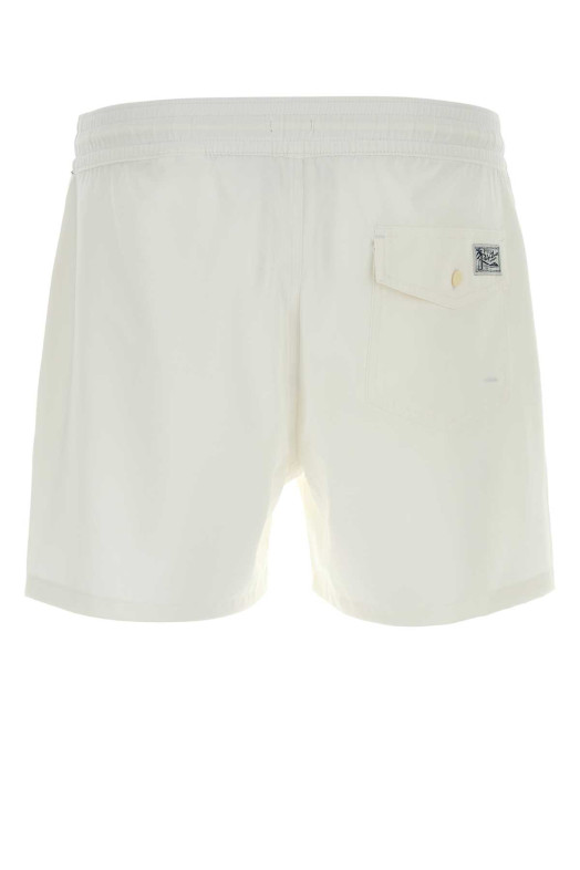 Белые плавательные шорты из эластичного полиэстера белого цвета POLO RALPH LAUREN (710B16721)