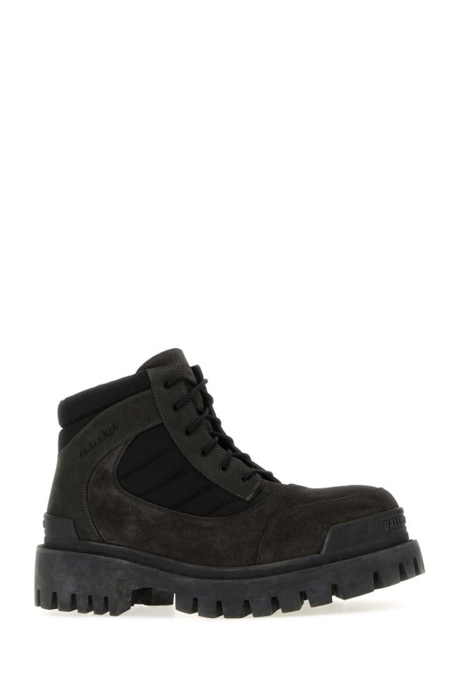 Slate suede and canvas Combat ankle boots BALENCIAGA (867708WCB45)