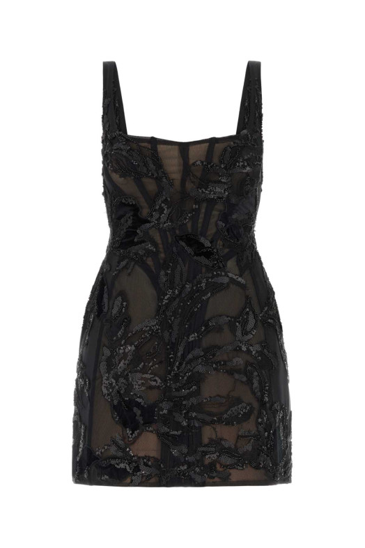 Black tulle mini dress Black COSTARELLOS (FW2652)