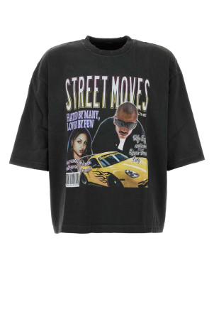 Black cotton oversize Street Moves t-shirt WILLY CHAVARRIA (MUJTE012)