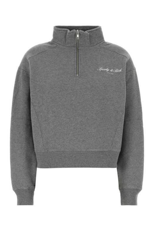 Melange grey cotton sweatshirt SPORTY & RICH (ST10982000GY34)