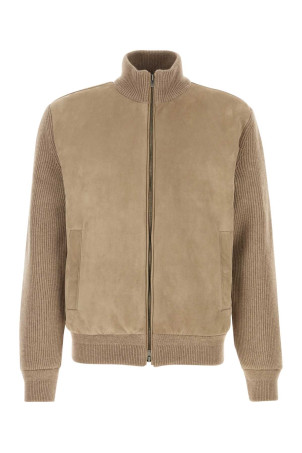 Cappuccino cashmere and suede jacket AGNONA (TH12U3M7009)