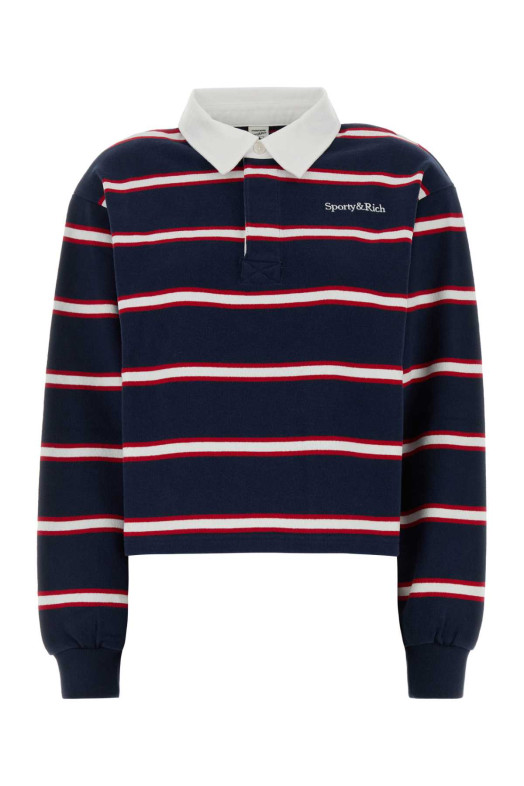 Хлопковая рубашка-поло с вышивкой SPORTY & RICH (TO00885300BL171) SPORTY & RICH