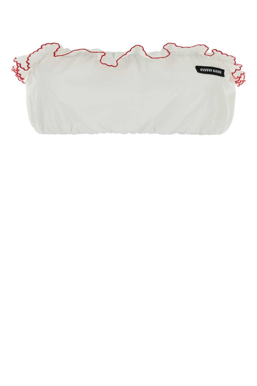 White poplin crop-top MIU MIU (TP9164SOOO197F)