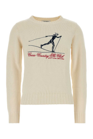 Бавовняний светр кремового кольору SPORTY & RICH (WS06582000WH37) SPORTY & RICH