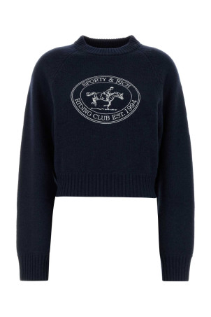 Темно-синій вовняний светр SPORTY & RICH (WS11785000BL106) SPORTY & RICH