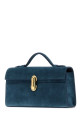 Cerulean blue suede Symmetry handbag SAVETTE (H00503)