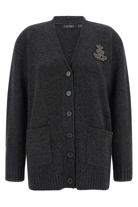 Fur insert cardigan Gray
