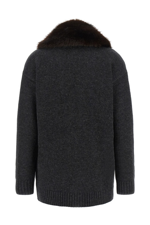Fur insert cardigan Gray