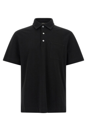 Хлопковая рубашка-поло, чёрная ZEGNA UI392A4I752K09