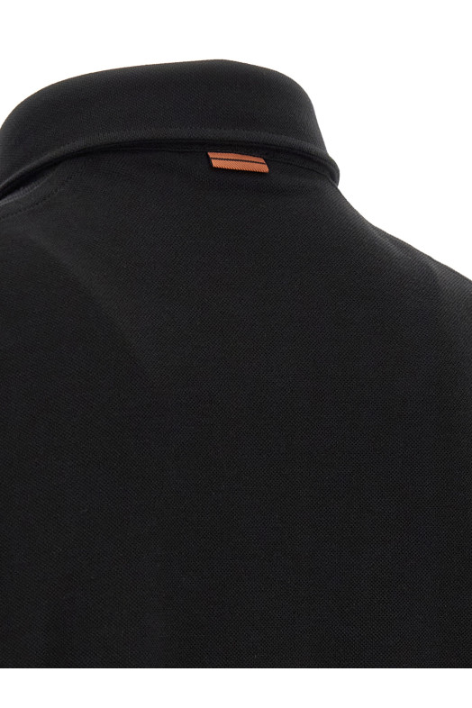 Хлопковая рубашка-поло, чёрная ZEGNA UI392A4I752K09