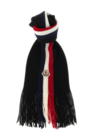 Триколірний вовняний шарф, чорний MONCLER L20913C00026A9575999