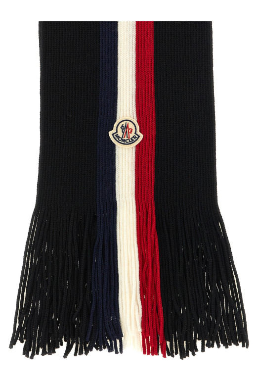 Триколірний вовняний шарф, чорний MONCLER L20913C00026A9575999