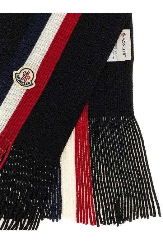 Триколірний вовняний шарф, чорний MONCLER L20913C00026A9575999