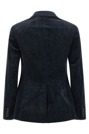 Metal wire embroidery blazer Blue