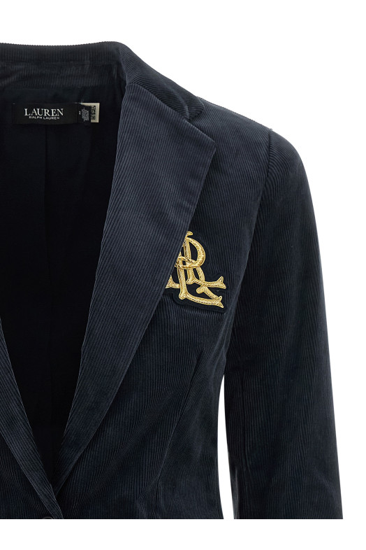 Metal wire embroidery blazer Blue