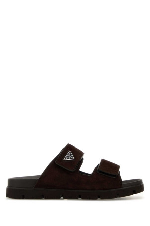 Dark brown suede slippers PRADA (2X3129FG000054)