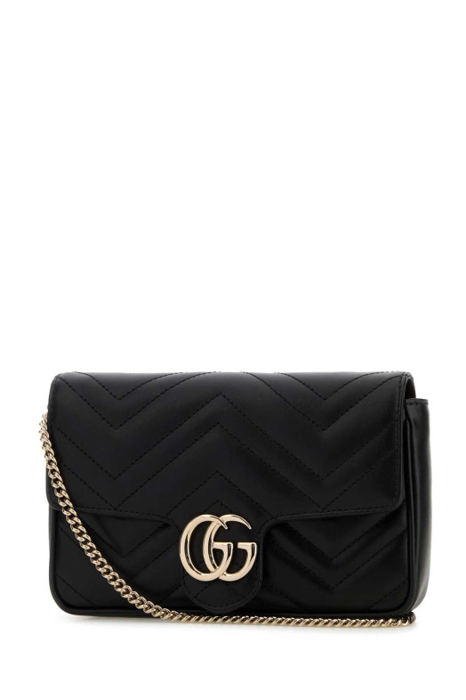 Black leather small GG Marmont shoulder bag GUCCI (751526AAFPP)