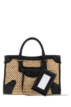 Two-tone raffia and leather small Le City handbag BALENCIAGA (8657622ACGG)