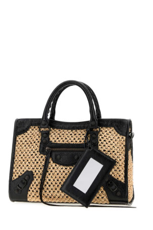 Two-tone raffia and leather small Le City handbag BALENCIAGA (8657622ACGG)