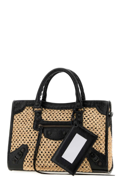 Небольшая сумочка Le City из рафии и кожи двухцветного исполнения от BALENCIAGA (8657622ACGG)