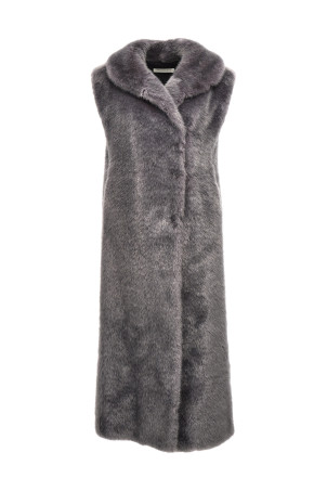 Extra long faux fur vest Gray