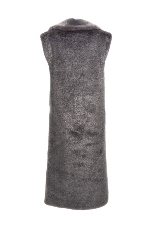 Extra long faux fur vest Gray