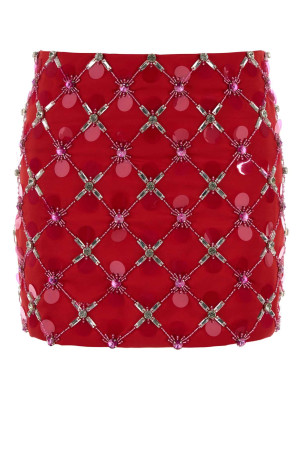 Red satin mini skirt DES PHEMMES (D207XG)