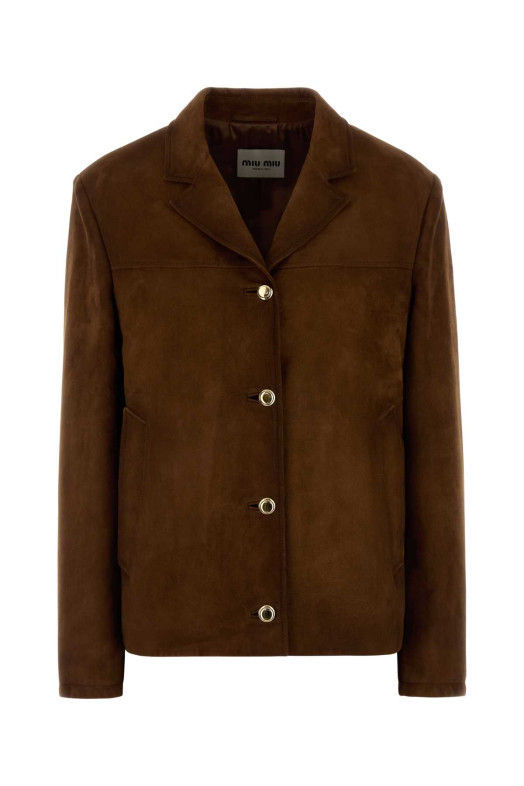 Brown suede jacket MIU MIU (MPV948SOOO104R)