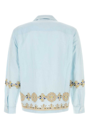 Light-blue cotton blend Roses shirt BLUE BAZISZT (RO26SH)