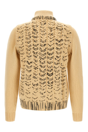 Openwork knit cardigan Beige