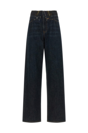 Raw cut waist jeans Blue