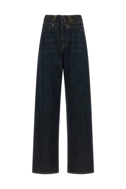 Raw cut waist jeans Blue