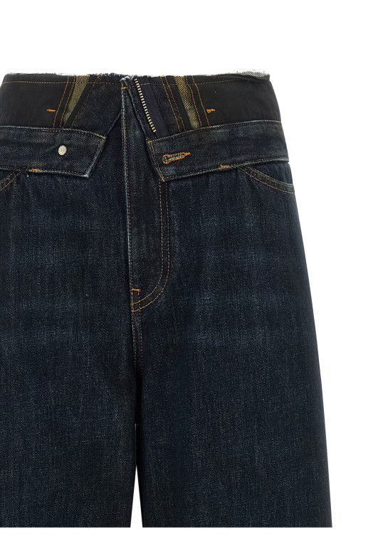 Raw cut waist jeans Blue