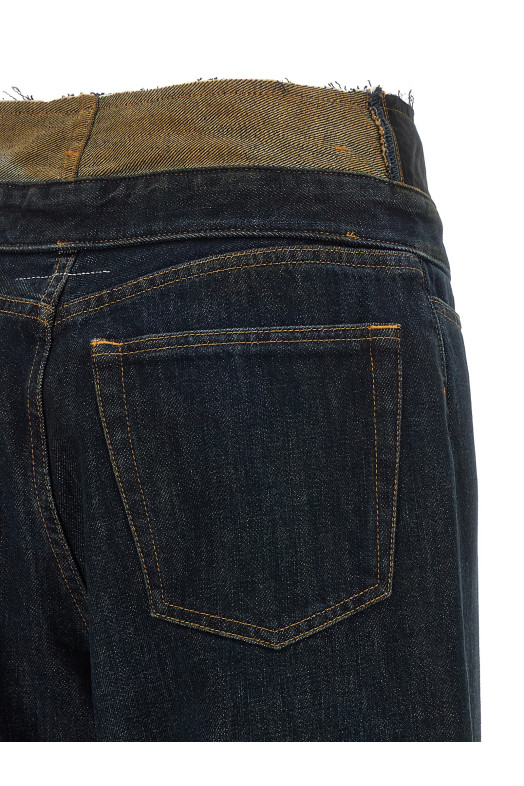 Raw cut waist jeans Blue