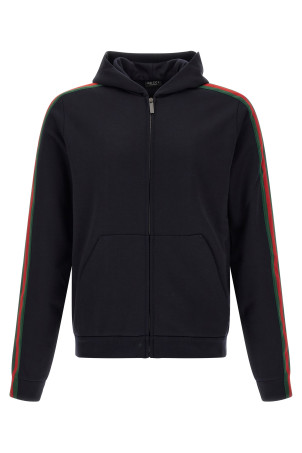 'Web' silk and cotton hoodie Blue