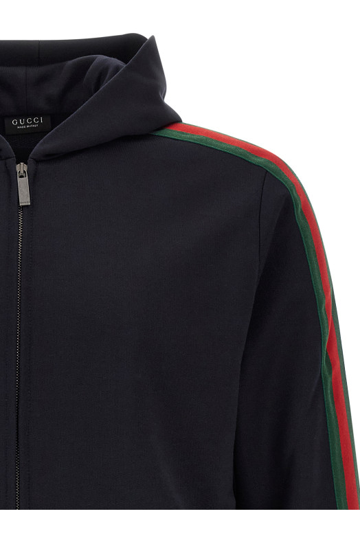 'Web' silk and cotton hoodie Blue