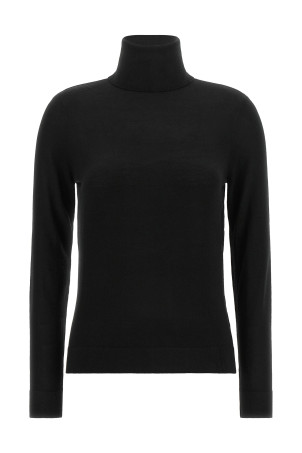 Silk blend turtleneck sweater Black
