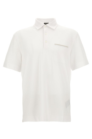 Хлопковая рубашка-поло Piqué, белого цвета ZEGNA UI392A4I752N00