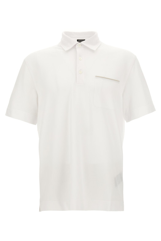 Хлопковая рубашка-поло Piqué, белого цвета ZEGNA UI392A4I752N00