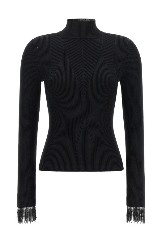 Stretch viscose sweater Black