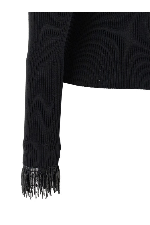 Stretch viscose sweater Black