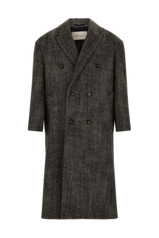 Double-breasted coat Black