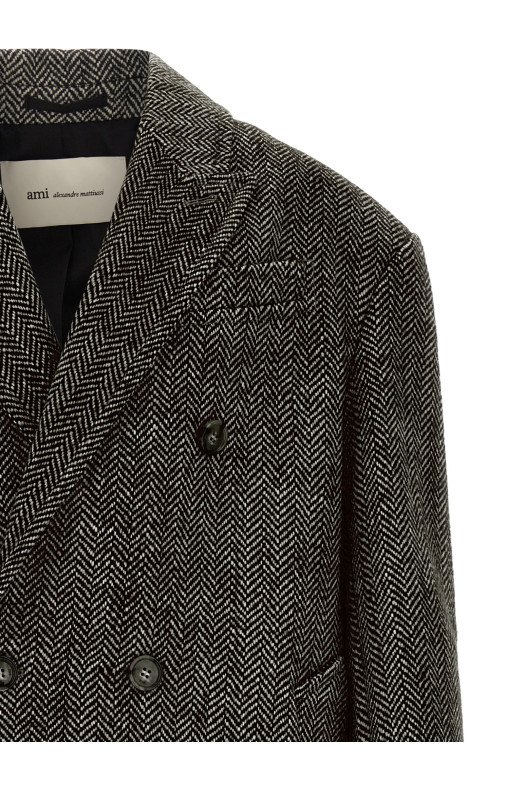 Double-breasted coat Black
