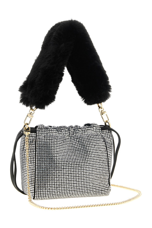 Rhinestone bucket bag Silver