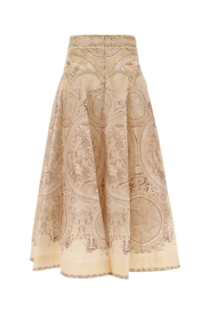 Printed linen blend Ascent skirt ZIMMERMANN (2411SF262)