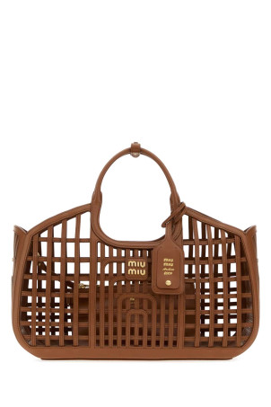 Brown leather shopping bag MIU MIU (5BA2932IBE)